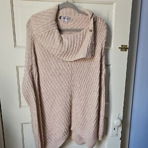 Rose Cowl Neck Sweater with Ribbed Knit